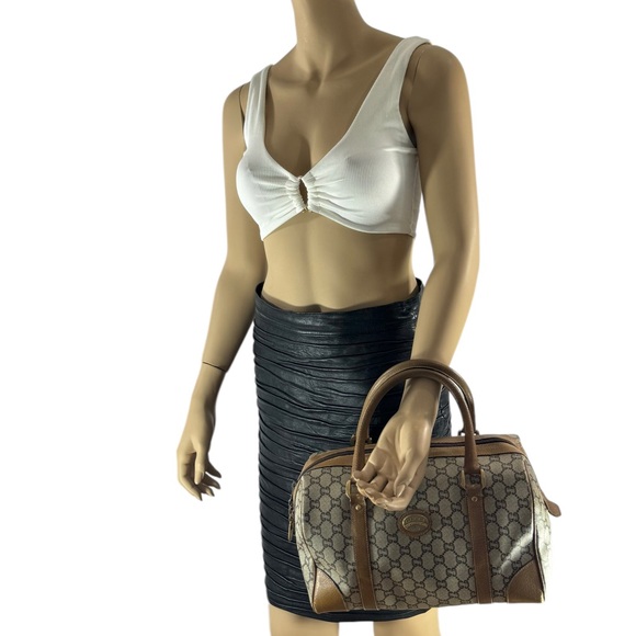 GUCCI Plus Beige Canvas/Tan Leather GG Monogram Boston Satchel Authenticated - Picture 16 of 16